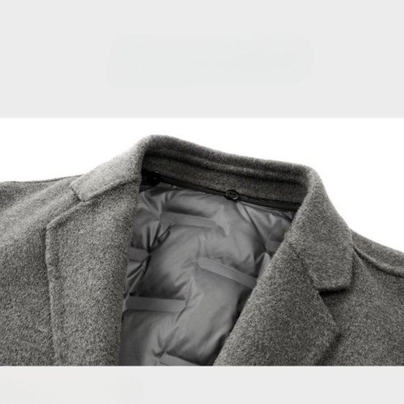 Light Luxury - Men's Mid-length Double-sided Wool Down Jacket - Picture 9 of 16